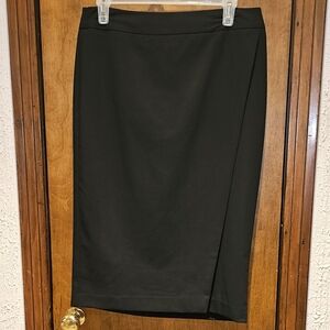 Liz Claiborne Womens Black Maxi Skirt Front Side Slit Side Zipper Size 8